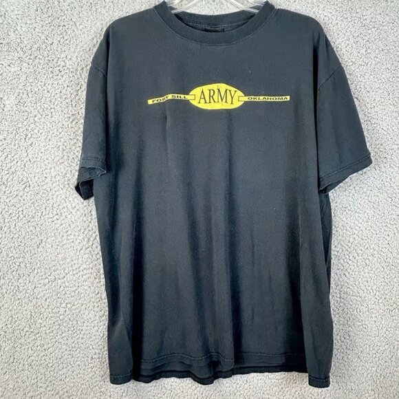 Vintage Fort Sill Oklahoma United States Army Faded Black T-Shirt Size XL Anvil - Picture 1 of 3